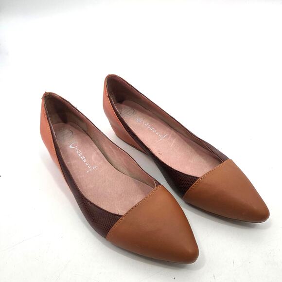 Jeffrey Campbell women SZ 8M Bloc Leather Brown Pointed Toe Hidden Heel Shoe - Picture 1 of 7